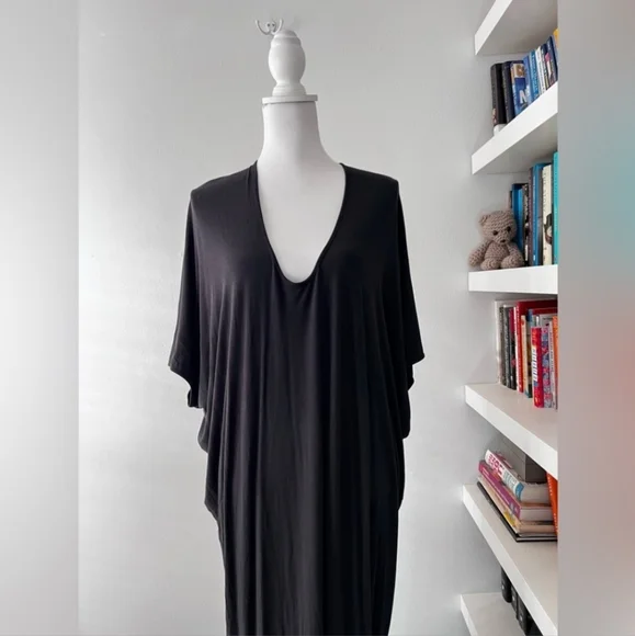 Barefoot Dreams Luxe Milk jersey kaftan black - Picture 2 of 16